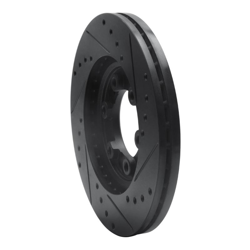 Acura SLX Brake Rotor (1) - Front Left - R1 Concepts - Drilled & Slotted - Black - `92-`02